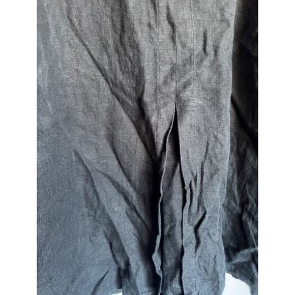 Flax Linen Maxi Skirt Slit Elastic Waist Large Black Lagenlook Prairie Boho - Picture 6 of 6